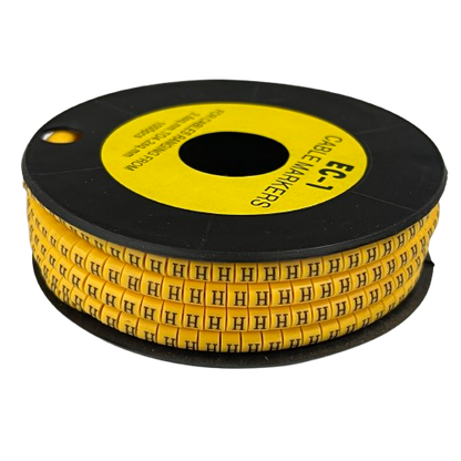 Reel of yellow Cable "H" Marker 2.6mm to 4.2mm labels for cable management from China