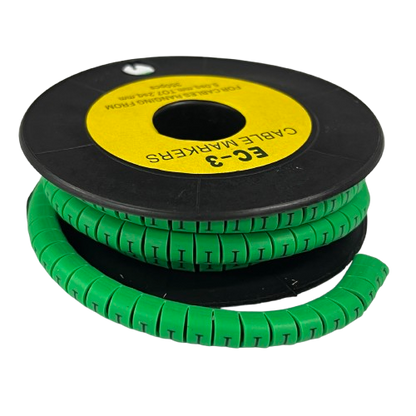 Spool of green segmented cable markers for wire bundling Cable "I" Marker 5.0mm to 7.2mm Green, flexible wrap