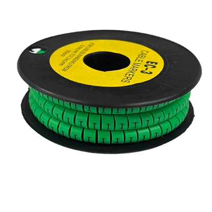 Spool of Cable "I" Marker 5.0mm to 7.2mm Green segments for cable identification and management