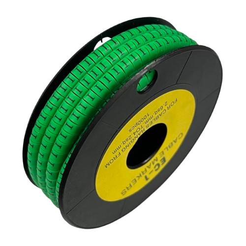 Grippes Cable "I" Marker Green 2.6mm to 4.2mm spool of segmented cable identification markers