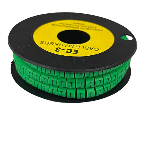 Spool of Cable "J" Marker 5.0mm to 7.2mm Green segmented letter markers for cable labeling