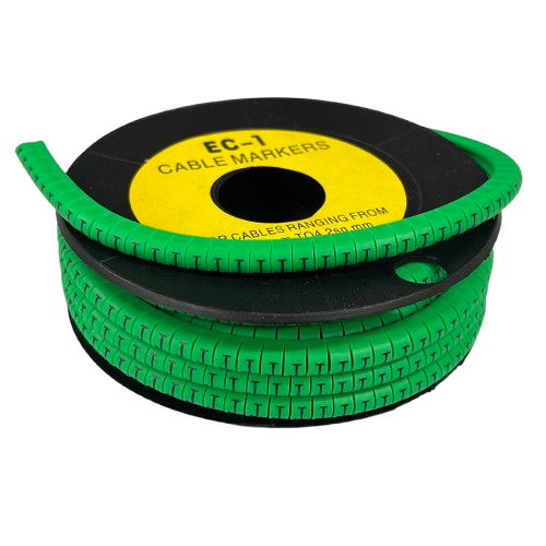 Grippes Cable "J" Marker Green 2.6mm to 4.2mm spool of segmented green cable markers for cable management