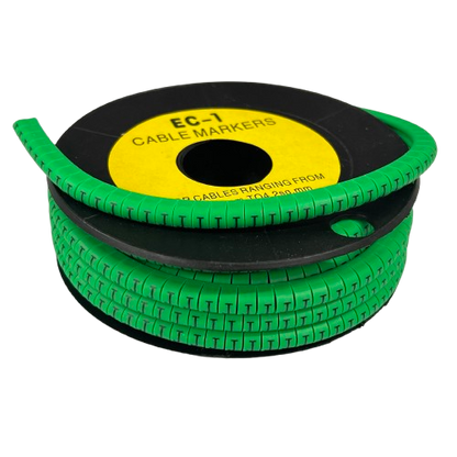 Grippes Cable "J" Marker Green 2.6mm to 4.2mm spool of segmented green cable markers for cable management