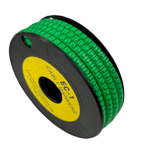 Grippes spool of Cable "J" Marker Green 2.6mm to 4.2mm on black reel for wire identification