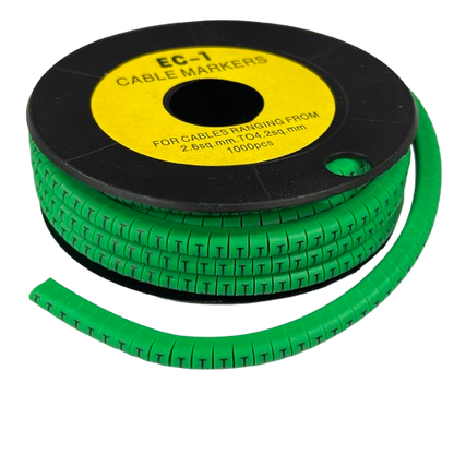 Grippes spool of Cable "J" Marker Green 2.6mm to 4.2mm flexible segmented strip for cable labeling