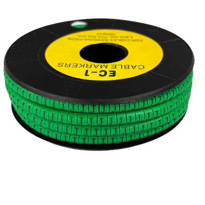 Grippes spool of Cable "J" Marker Green 2.6mm to 4.2mm showing green J labels for cable identification