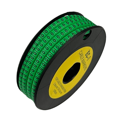 Grippes spool of Cable Marker 0 Green adhesive ring labels numbered 0 for cable management and wire identification