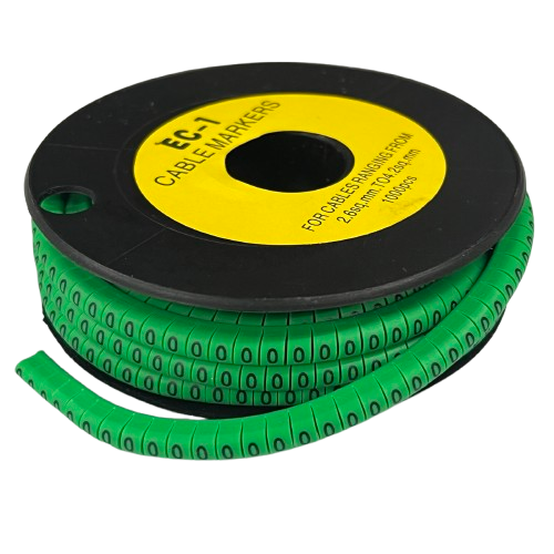 Grippes Cable Marker 0 Green spool of flexible numbered green cable markers for wire identification
