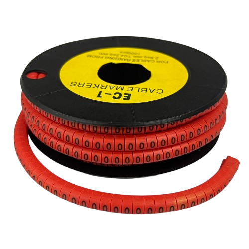 Grippes spool of red numeric Cable Marker 0 Red coil for cable management with repeated 0 digit markers