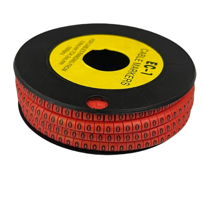 Grippes Cable Marker 0 Red spool for cable management with adhesive red numeric 0 labels on reel