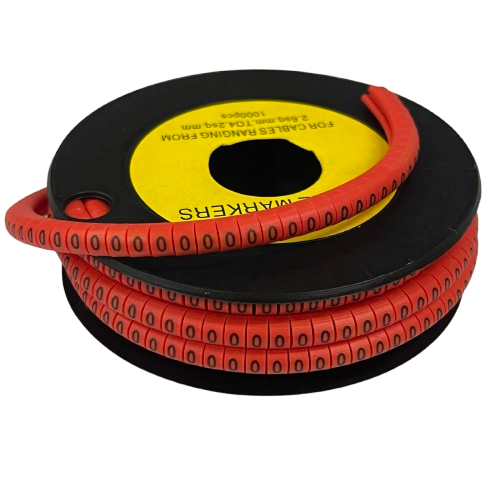 Grippes Cable Marker 0 Red spool of flexible red numbered sleeves with zeros for cable identification
