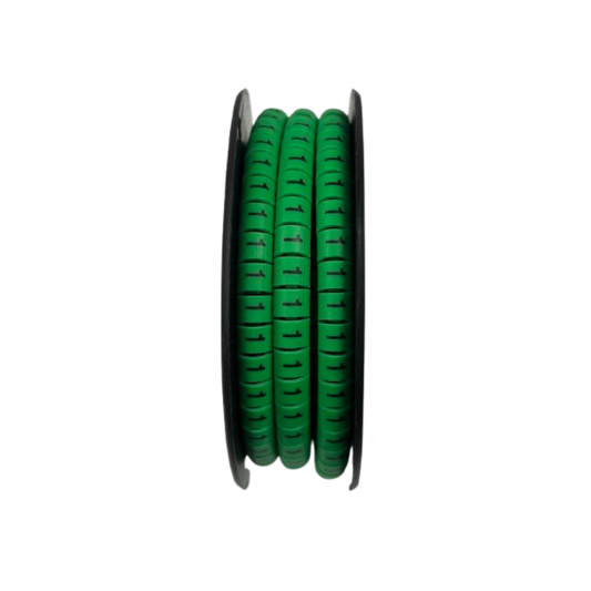 Spool of green snap on wire labels Cable Marker 1 Green for cable management and identification