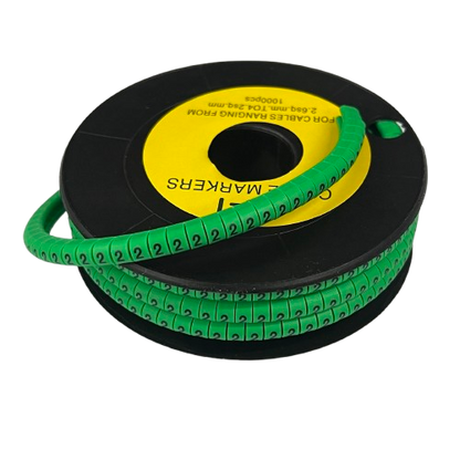 Grippes Cable Marker 2 Green roll of segmented numeric markers on spool for cable identification and organization