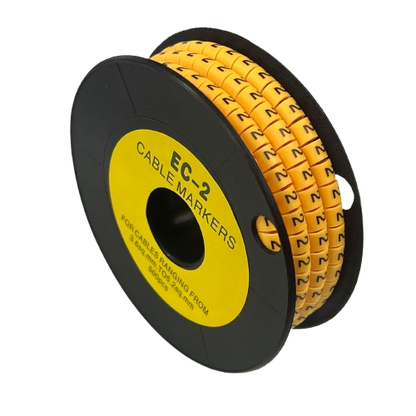 Grippes Cable Marker - 2 Yellow spool of numeric cable markers on black reel for wire labeling