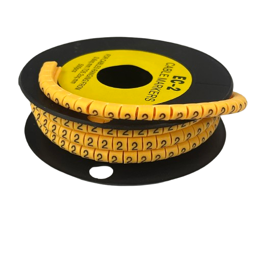 Grippes Cable Marker - 2 Yellow spool of flexible numbered markers on black reel for wire identification