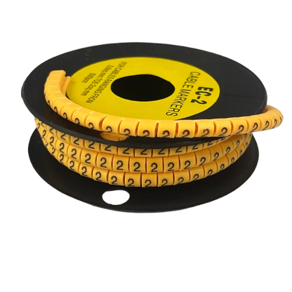 Grippes Cable Marker - 2 Yellow spool of flexible numbered markers on black reel for wire identification
