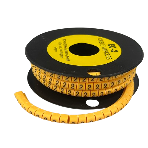 Grippes Cable Marker - 2 Yellow spool of flexible numeric cable markers for wire identification