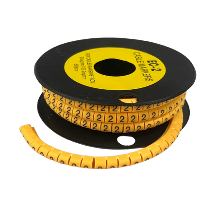 Grippes Cable Marker - 2 Yellow spool of flexible numeric cable markers for wire identification