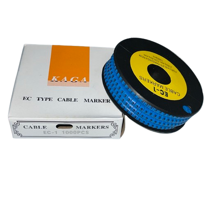 Cable Marker 3 Blue roll of blue numeric cable markers on spool with white EC type 1000pcs box for cable management from China