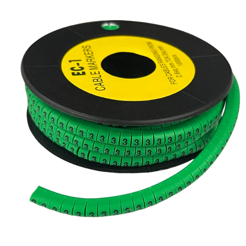 Grippes Cable marker 3 Green reel of segmented green cable markers printed with number 3 for labeling cables