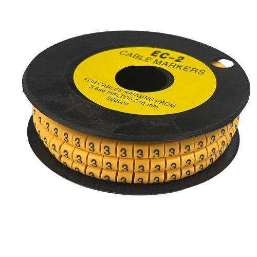 Grippes Cable Marker 3 - Yellow spool of numbered plastic cable labels for wire identification and organization