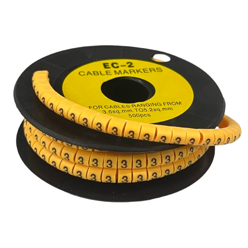 Grippes Cable Marker 3 - Yellow spool of flexible numbered markers for organizing electrical cables