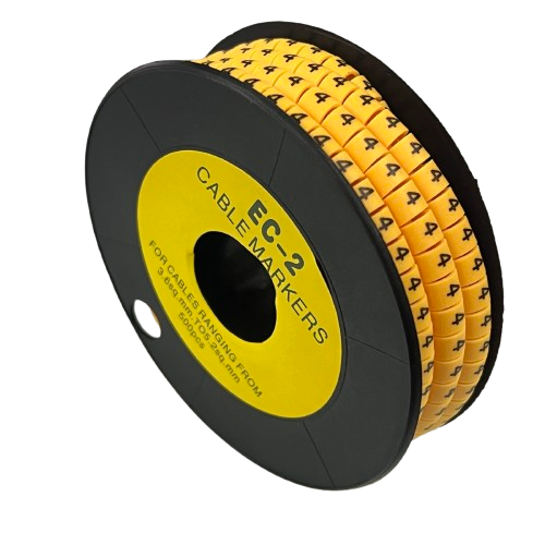 Grippes spool of Cable Marker 4 - Yellow adhesive number 4 cable identification rings for organized cable management