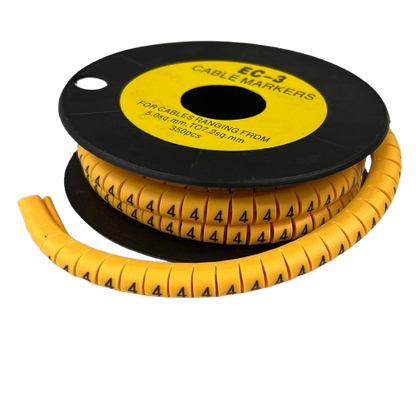 Grippes Cable Marker - 4 Yellow spool of numbered wraparound cable markers for organizing and identifying wires