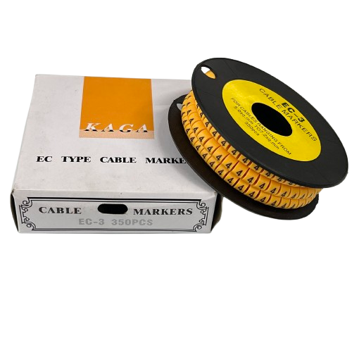 Grippes Cable Marker - 4 Yellow spool and box of numbered cable markers for wiring organization