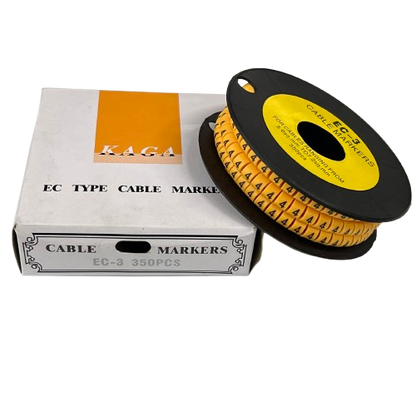 Grippes Cable Marker - 4 Yellow spool and box of numbered cable markers for wiring organization