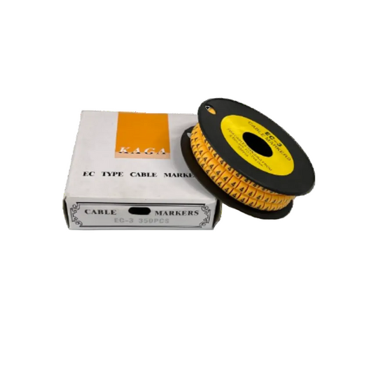 Grippes Cable Marker - 4 Yellow spool and box of numbered cable markers for wiring organization