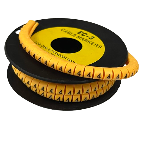 Grippes Cable Marker - 4 Yellow spool of numbered cable management markers for organized wiring