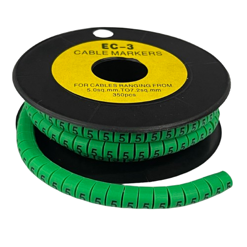 Spool of Cable Marker 5 Green segmented ID rings for cable management 350pcs for 5 sq mm cables