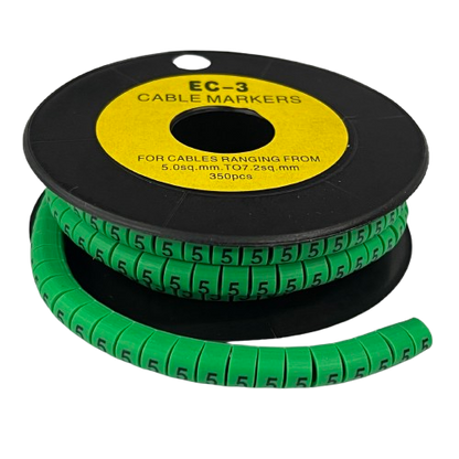 Spool of Cable Marker 5 Green segmented ID rings for cable management 350pcs for 5 sq mm cables