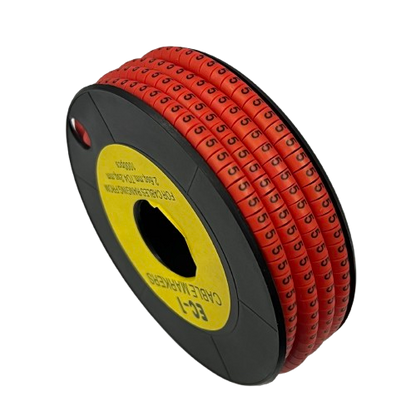 Grippes Cable Marker 5 Red spool of numeric cable labels showing repeated 5 on flexible red markers for organization