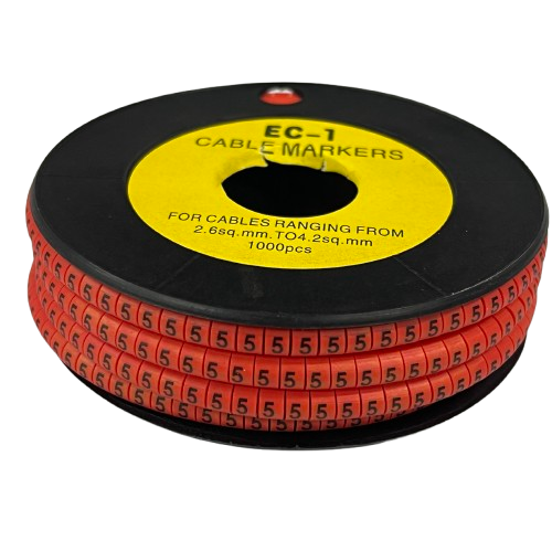 Grippes Cable Marker 5 Red spool of numeric cable markers 1000pcs for cable management and identification