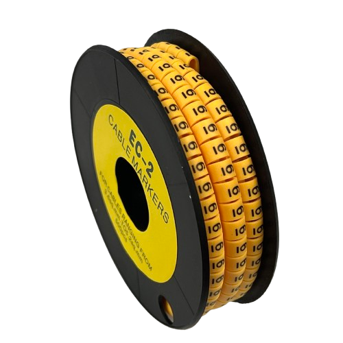 Grippes Cable Marker - 6 Yellow spool of flexible numbered markers for cable management and identification