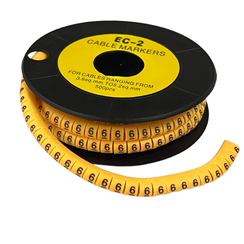 Grippes Cable Marker - 6 Yellow spool of flexible peel and snap number 6 cable identification markers