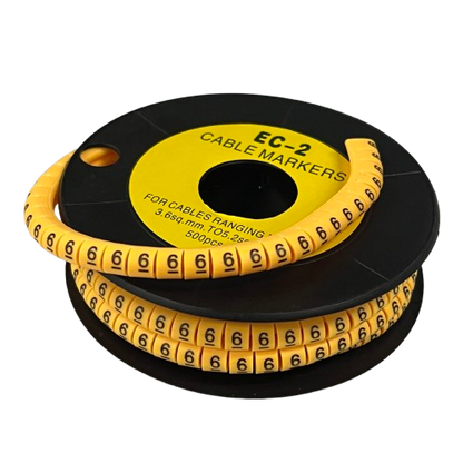 Grippes Cable Marker - 6 Yellow spool of numeric cable markers for labeling wires and organizing cables