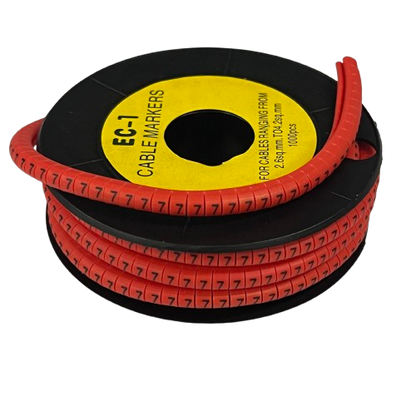 Grippes Cable Marker -7 Red spool of flexible numbered cable markers for wire labeling and cable management