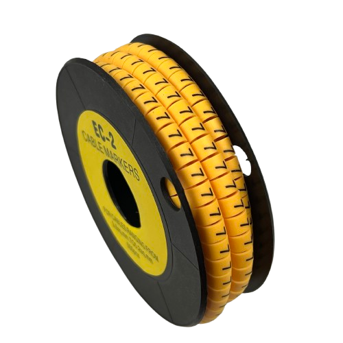 Grippes Cable Marker 7 Yellow spool of flexible yellow markers printed with black 7 for cable management