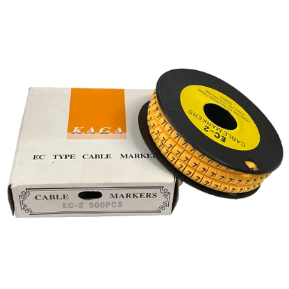Grippes Cable Marker 7 Yellow spool and box EC type cable markers for wire labeling