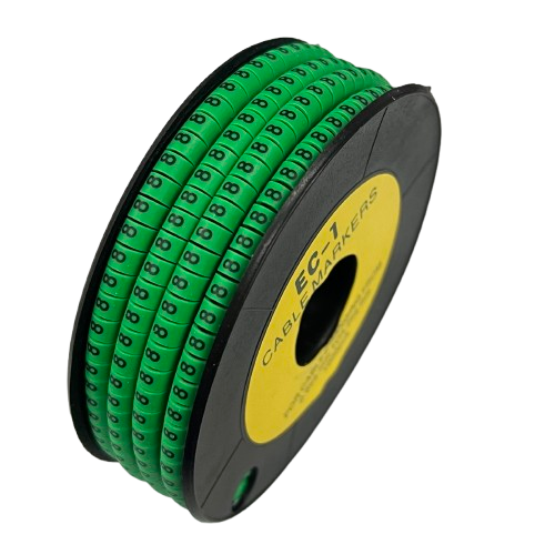 Grippes Cable Marker - 8 Green spool of numbered green cable labels for organized cable management