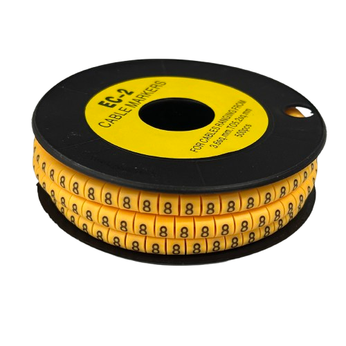 Grippes Cable Marker 8 - Yellow spool of numeric cable markers for labeling wires and cables
