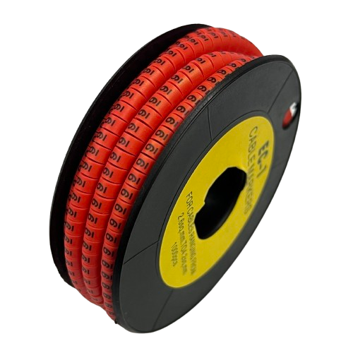 Grippes Cable Marker - 9 Red spool of numbered red ID sleeves for cable management and organized wiring