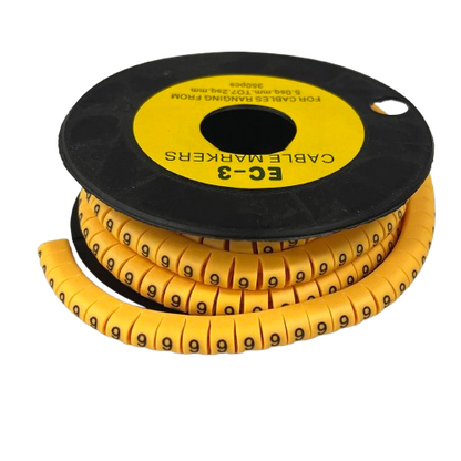 Grippes spool of spiral cable markers labeled 9 for wire identification Cable Marker 9 - Yellow