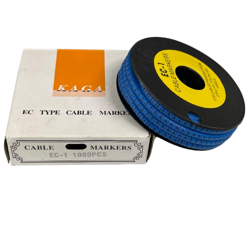 Spool of blue adhesive cable markers with box for wire labeling Cable Marker - A Blue from China