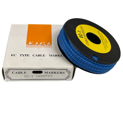 Spool of blue adhesive cable markers with box for wire labeling Cable Marker - A Blue from China