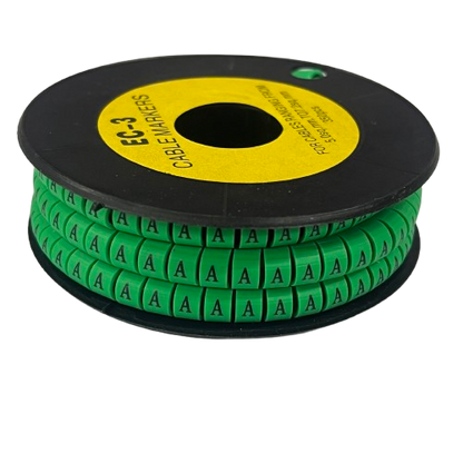 China spool of green letter A cable markers Cable Marker - A Green on black reel for wire labeling