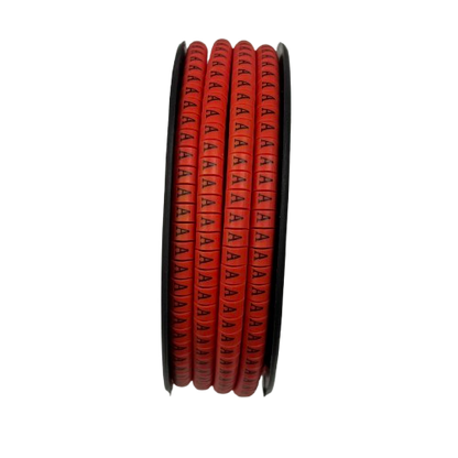 Grippes Cable Marker A - Red spool of flexible cable markers printed with repeated A for wire identification